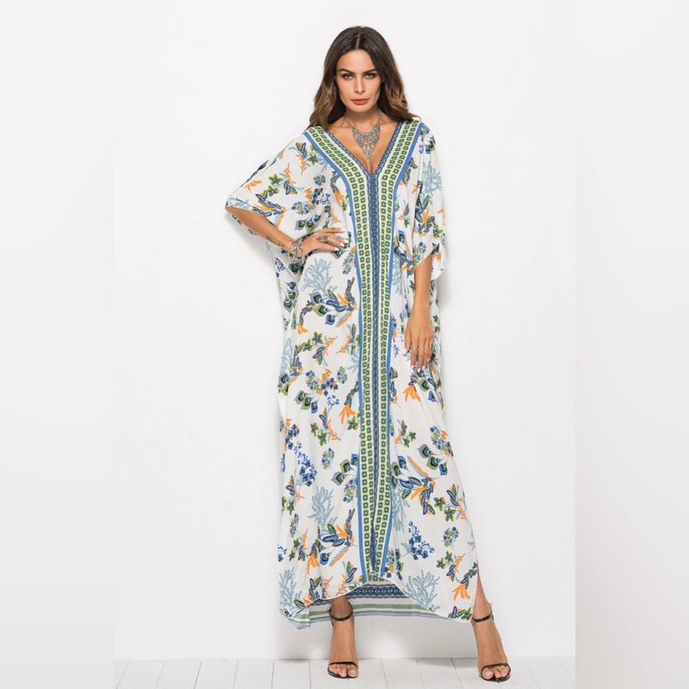 Floral V-Neck Dolman Sleeve Dress